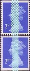 1992 GB - SG1449dt (UWA3) 2nd Brt Blue (W) Vertical Pair HC7 MNH
